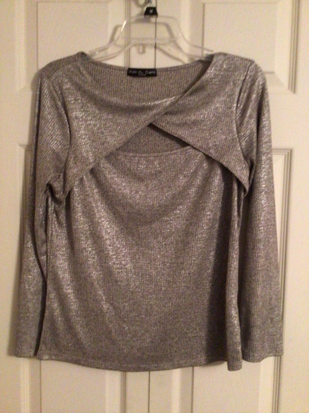 Silvery Metallic Cutout Top